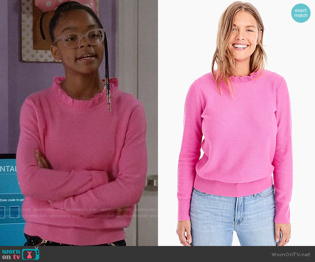 J. Crew Ruffle-neck Pullover Sweater worn by Diane Johnson (Marsai Martin) on Black-ish