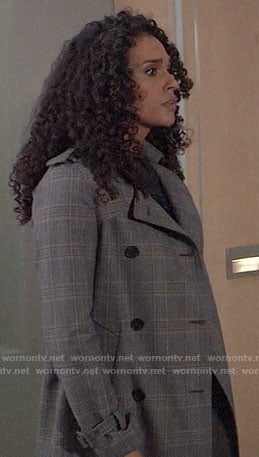 Jordan’s plaid trench coat on General Hospital