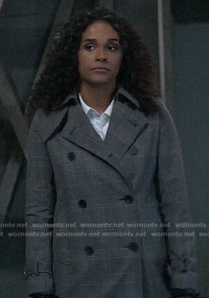 Jordan’s plaid trench coat on General Hospital