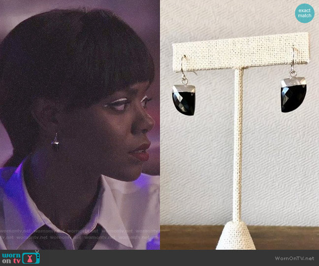 JulieEllynDesigns Modern Flat Gemstone Earrings worn by Josie McCoy (Ashleigh Murray) on Riverdale