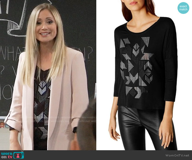 Karen Millen Studded Tee worn by Lulu Spencer Falconeri (Emme Rylan) on General Hospital