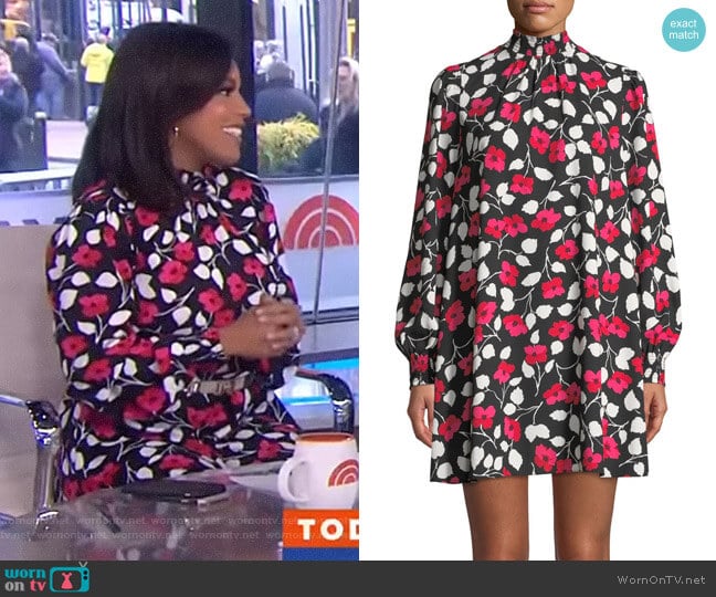 Kate Spade Vintage Fleur Mock-Neck Dress worn by Sheinelle Jones on Today