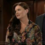 Katie’s metallic floral blouse on The Bold and the Beautiful