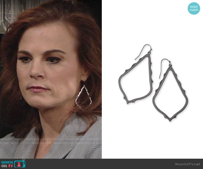 Kendra Scott Sophee Earrings in Gunmetal worn by Phyllis Newman (Gina Tognoni) on The Young and the Restless
