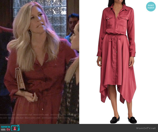 LAUREN Ralph Lauren Silky Twill Handkerchief Hem Midi Shirtdress worn by Carly Spencer (Laura Wright) on General Hospital