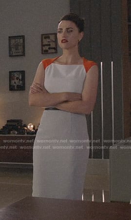 Lena’s white and orange dress on Supergirl