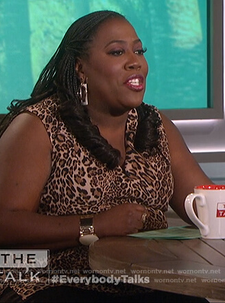 Sheryl’s leopard print sleeveless top on The Talk