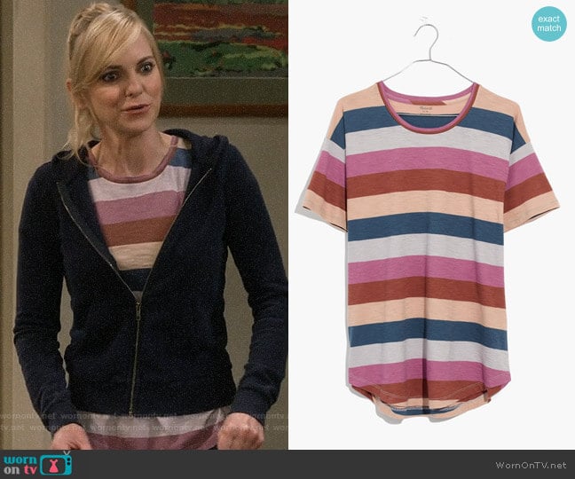 Madewell Whisper Cotton Crewneck Tee in Longrock Stripe worn by Christy Plunkett (Anna Faris) on Mom