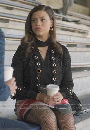 Maggie’s lace grommet trim jacket on Charmed