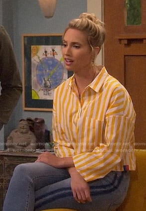 Mandy’s yellow striped shirt on Last Man Standing