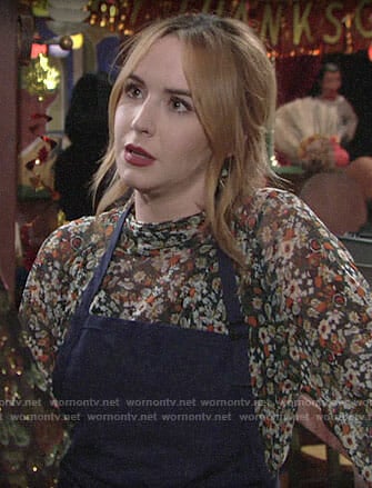 Mariah’s floral Thanksgiving blouse on The Young and the Restless