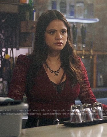 Mel’s red lace top on Charmed
