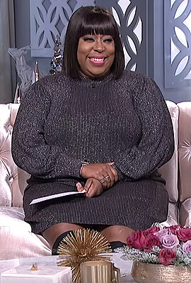 Loni’s metallic puff sleeve dress on The Real