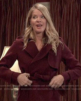 Nina’s burgundy coat on General Hospital