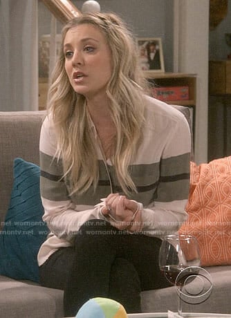 Penny’s green striped blouse on The Big Bang Theory