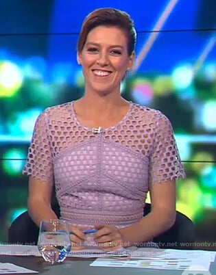 Gorgi’s purple lace dress on The Project