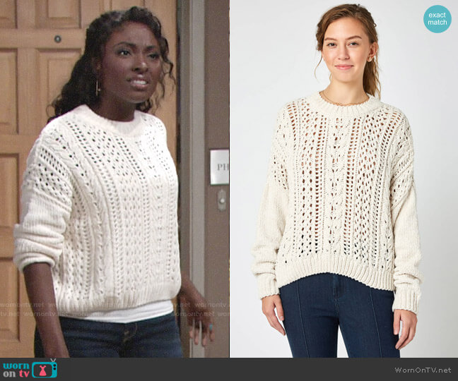 RD Style Pointelle Chenille Pullover Sweater worn by Ana Hamilton (Loren Lott) on The Young and the Restless