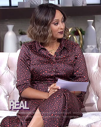 Tamera’s red leopard print shirtdress on The Real
