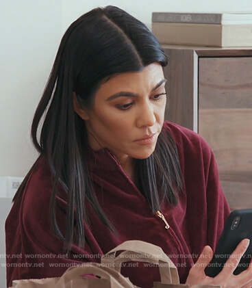 Kourtney’s red velour jacket on Keeping Up with the Kardashians
