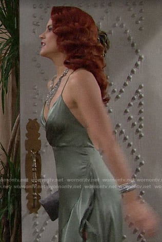 Sally’s green Thanksgiving dress on The Bold and the Beautiful