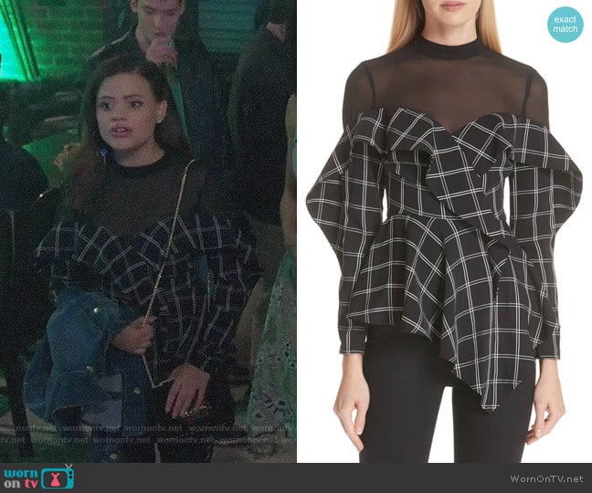 Self Portrait Check Handkerchief Top worn by Maggie Vera (Sarah Jeffery) on Charmed