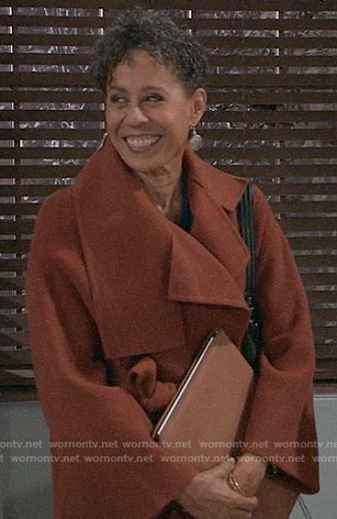 Stella’s rust brown coat on General Hospital
