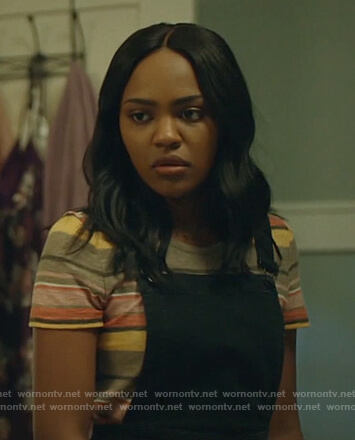Jennifer’s multicolored striped tee on Black Lightning