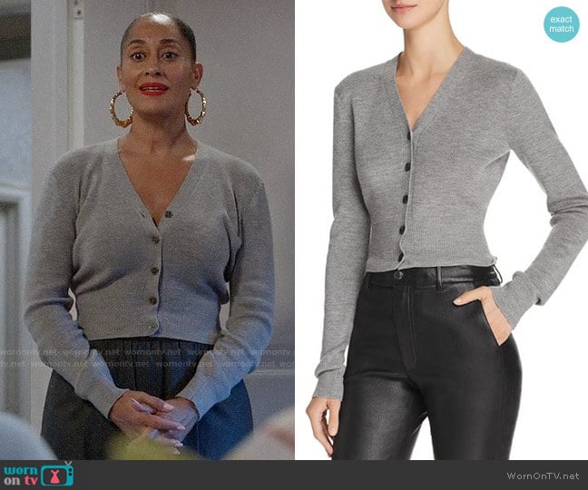 T by Alexander Wang Twist-Back Wool Cardigan worn by Rainbow Johnson (Tracee Ellis Ross) on Black-ish