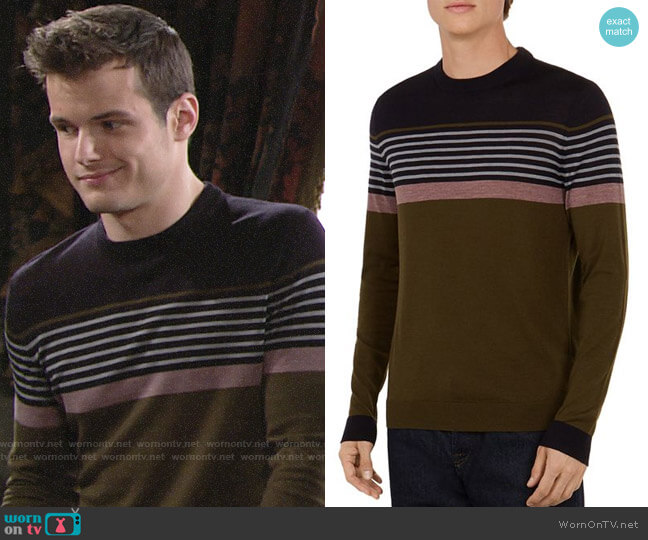 Ted Baker Giantbu Striped Sweater worn by Kyle Abbott (Michael Mealor) on The Young and the Restless