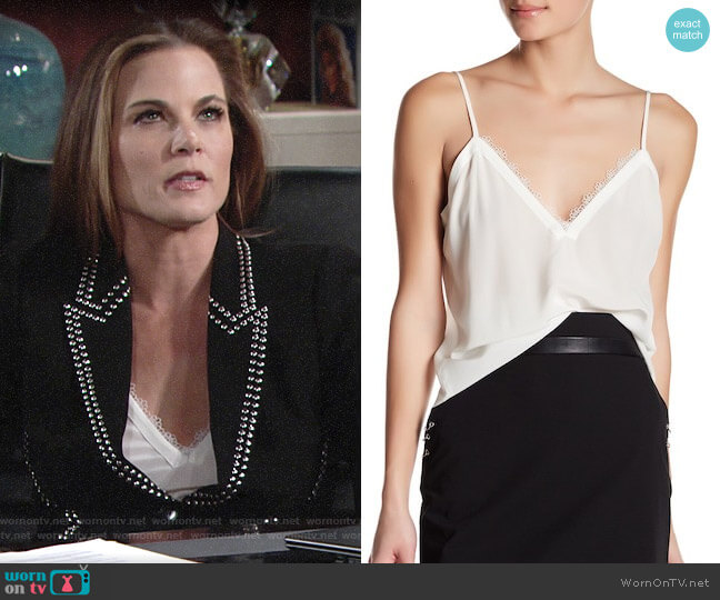 The Kooples Lace Trim Crepe de Chine Silk Camisole worn by Phyllis Newman (Gina Tognoni) on The Young and the Restless