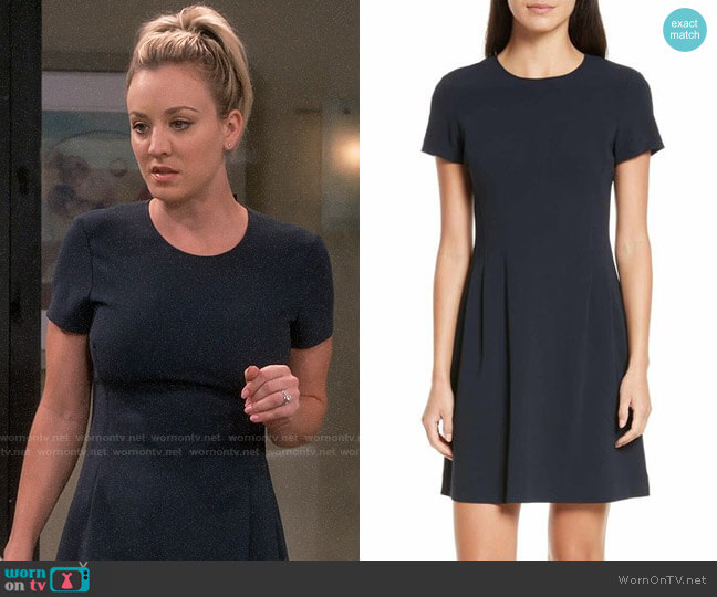Theory Corset Admiral Crepe T-Shirt Dress worn by Penny Hofstadter (Kaley Cuoco) on The Big Bang Theory