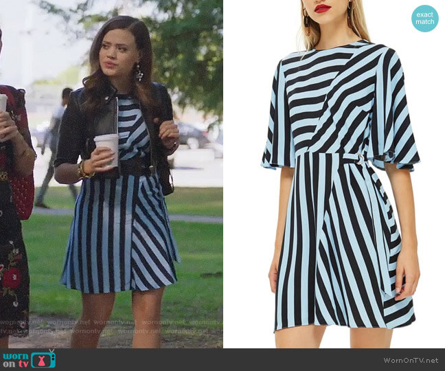 Topshop Diagonal Stripe Minidress worn by Maggie Vera (Sarah Jeffery) on Charmed
