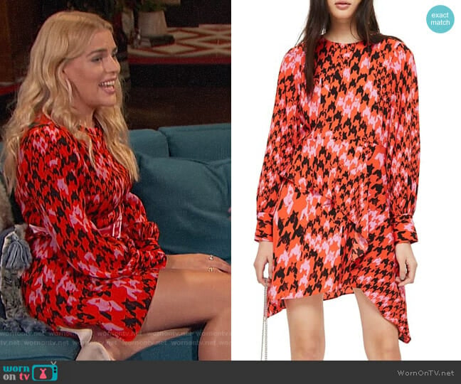 Topshop Houndstooth Asymmetrical Dress worn by Busy Philipps on Busy Tonight