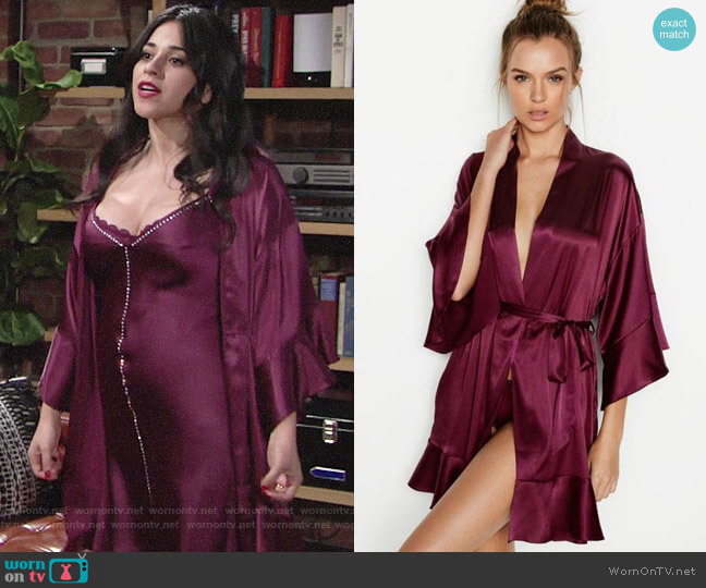 Victorias Secret Flounce Sleeve Kimono worn by Mia Rosales (Noemi Gonzalez) on The Young and the Restless