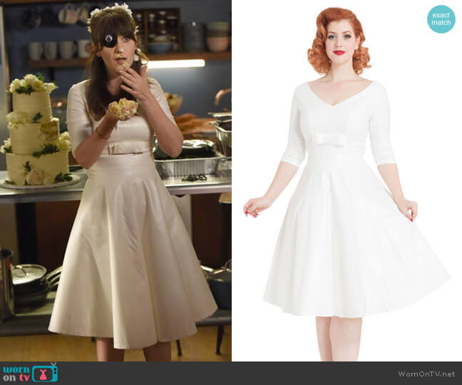Voodoo Vixen Dorothy Bridal Flared Dress worn by Jessica Day (Zooey Deschanel) on New Girl