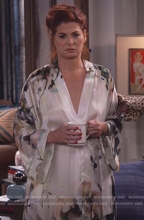 Grace’s floral silk robe on Will and Grace