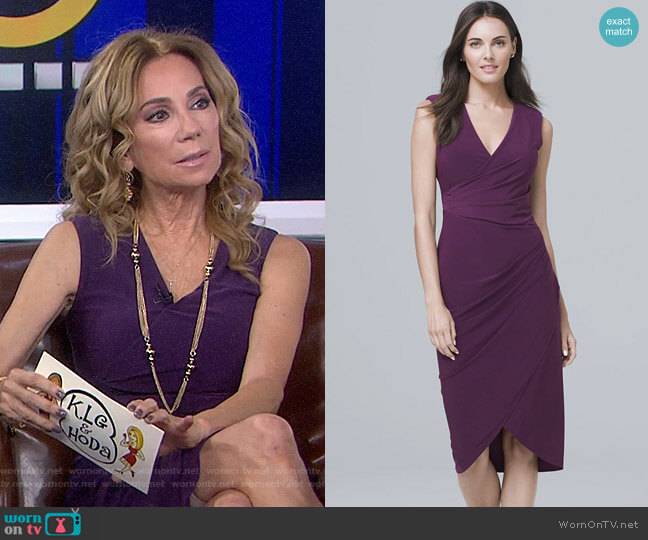 White House Black Market Ruched Detail V-Neck Sheath Dress worn by Kathie Lee Gifford on Today