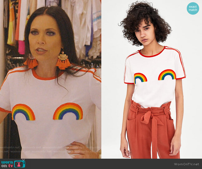 Zara Double Rainbow Tee worn by LeeAnne Locken on The Real Housewives of Dallas