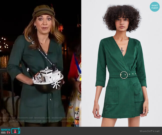 Zara Faux Suede Jumpsuit worn by Ginger Zee on Good Morning America