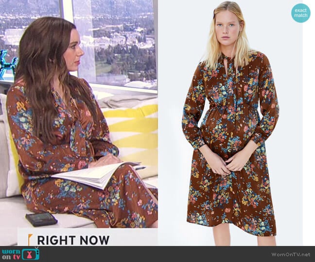 Zara Floral Print Dress worn by Melanie Bromley on E! News