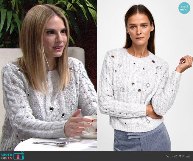 Zara Cable Knit Eyelet Sweater