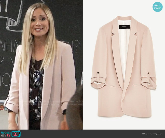 Zara Long Blazer worn by Lulu Spencer Falconeri (Emme Rylan) on General Hospital