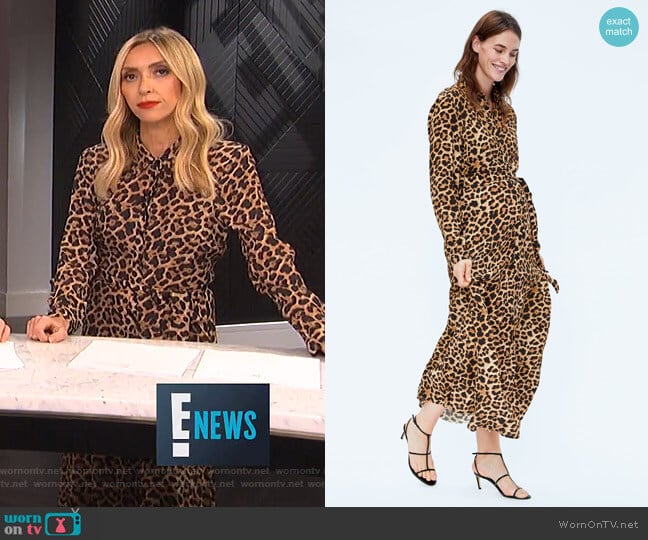 Zara Long Leopard Print Dress worn by Giuliana Rancic on E! News