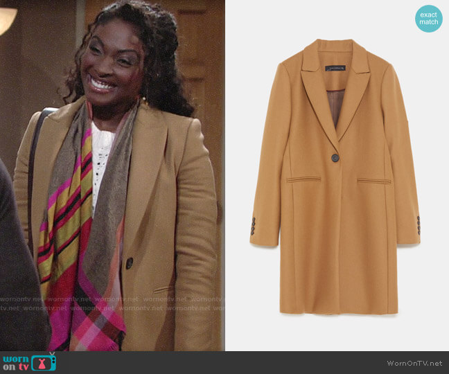 Zara Masculine Coat worn by Ana Hamilton (Loren Lott) on The Young and the Restless