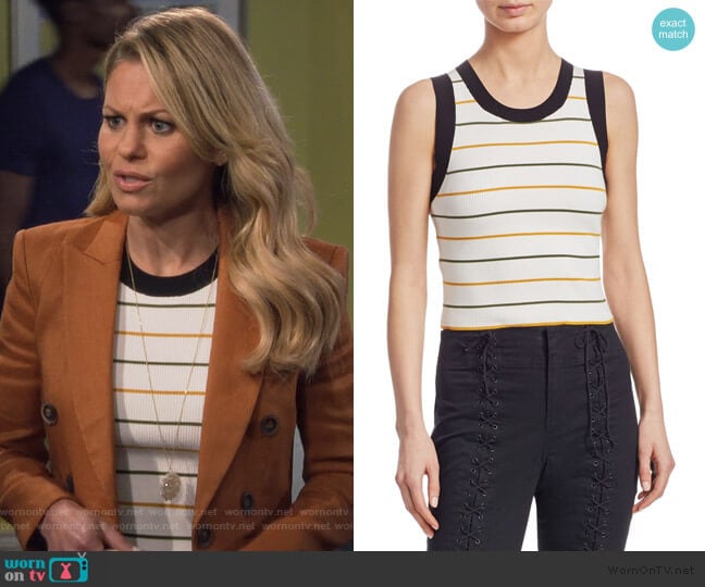 ALC Rita Striped Sleeveless Knit Top worn by DJ Tanner-Fuller (Candace Cameron Bure) on Fuller House