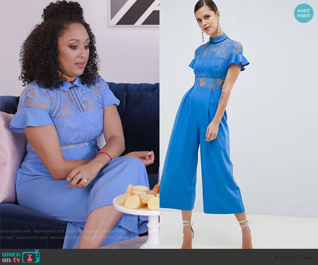 ASOS Lace Top Jumpsuit With Culotte Leg worn by Tamera Mowry on E! News