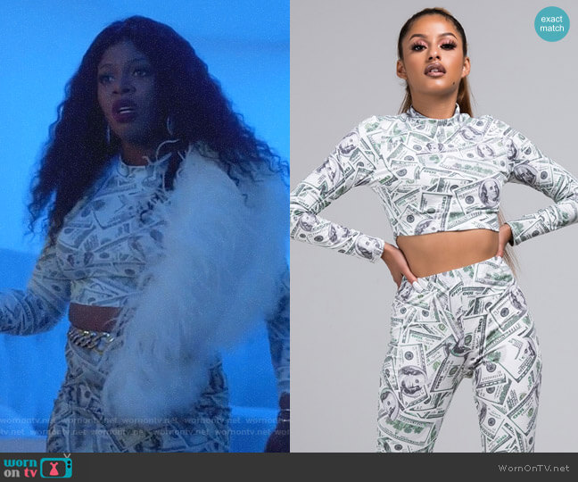 Akira Take Me Out Money Print Crop Top worn by Porsha Taylor (Ta'Rhonda Jones) on Empire