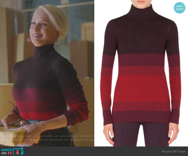 Akris Punto Tricolor Wool Turtleneck Sweater worn by Ada Stone (Katherine LaNasa) on Dynasty