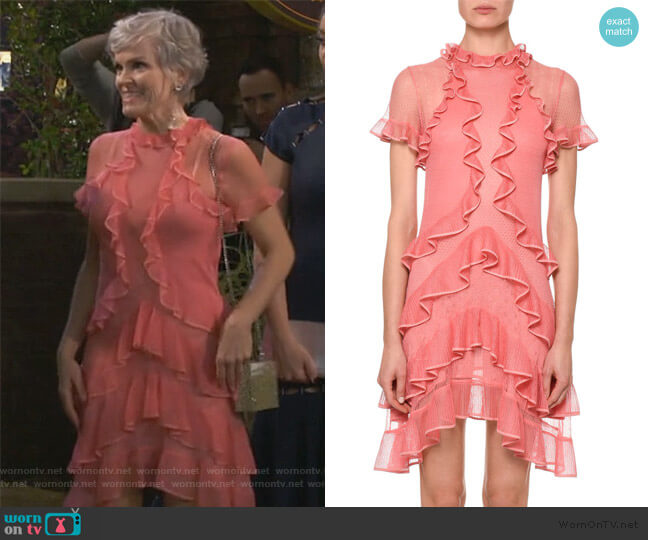 Alexander McQueen Fluid Ruffle On Lace Sheer Mini Dress worn by Claire (Amber Stevens West) on Happy Together