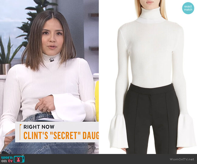Alexander Wang Flare Cuff Ribbed Sweater worn by Erin Lim on E! News